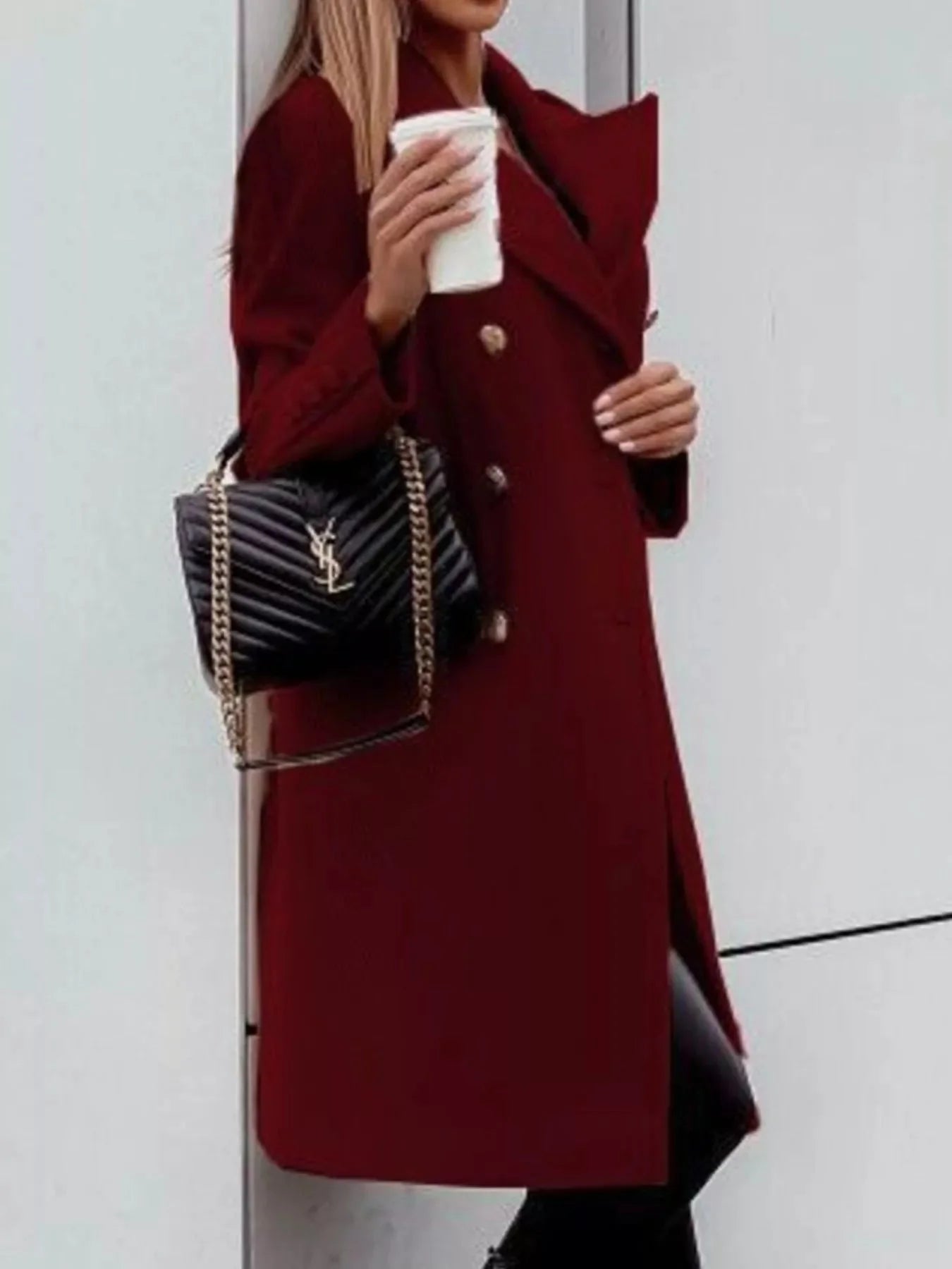 Double-Breasted Long Sleeve Coat