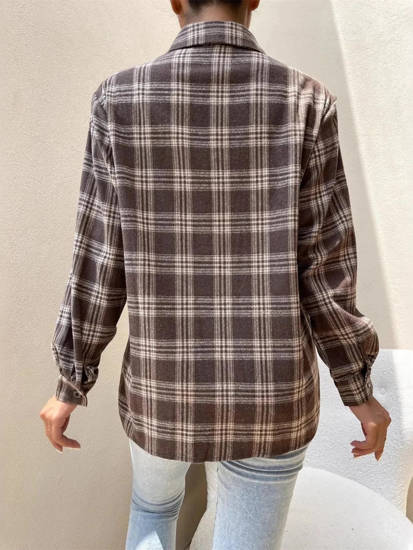 Oversized Women's Plaid Button Up Shirt