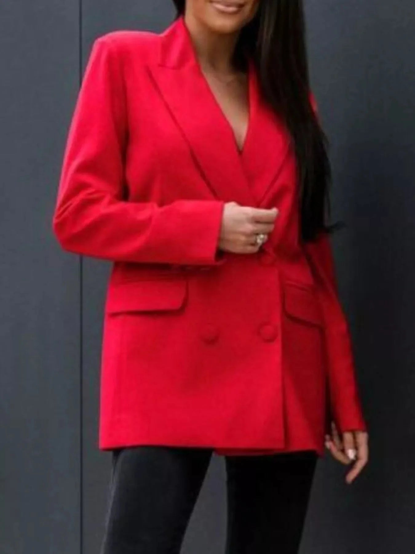 Double-Breasted Long Sleeve Blazer