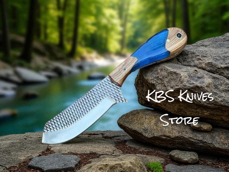 Western Fixed Blade Knife with Epoxy Olivewood Resin Handle