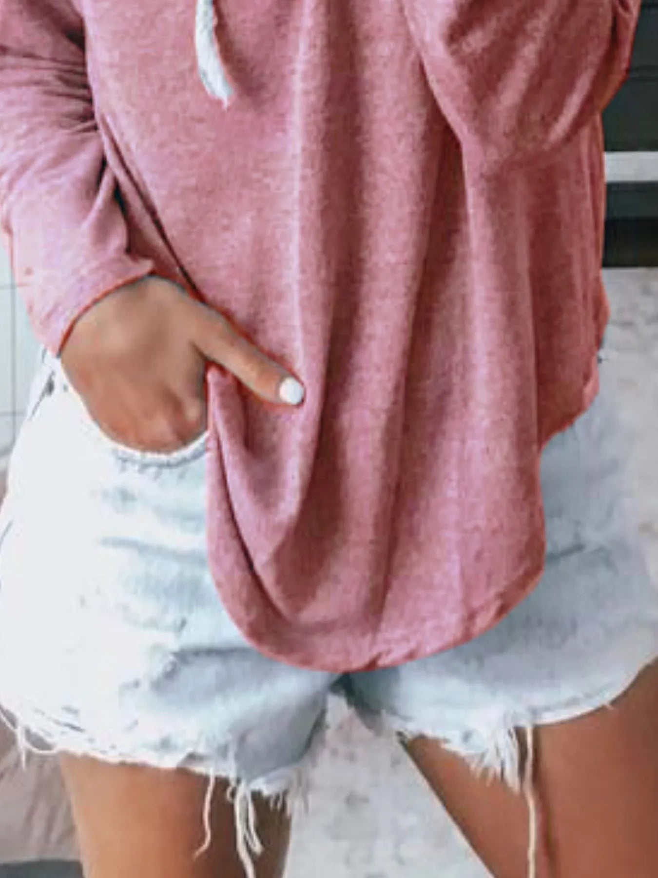 Plus Size Drawstring Long Sleeve Hoodie