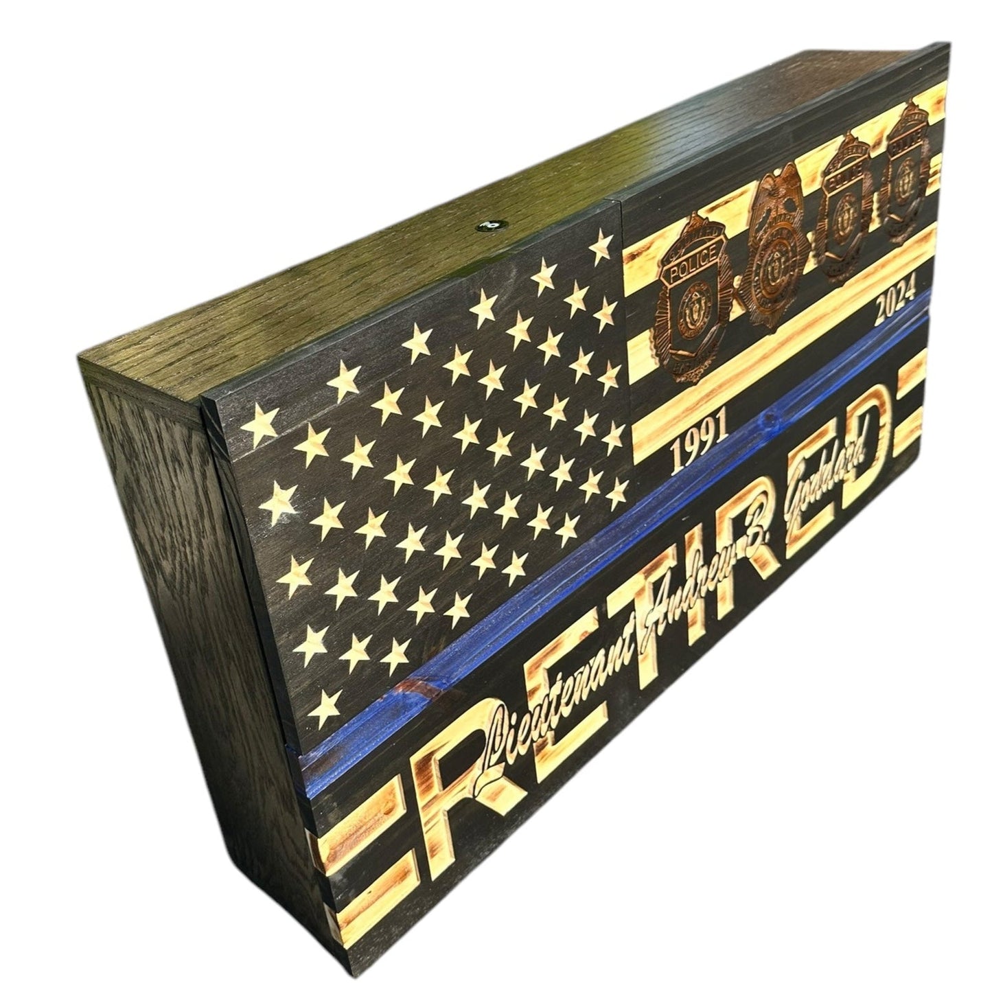 Custom Wooden Concealment American Flag with RFID Lock and Personalized Engraving