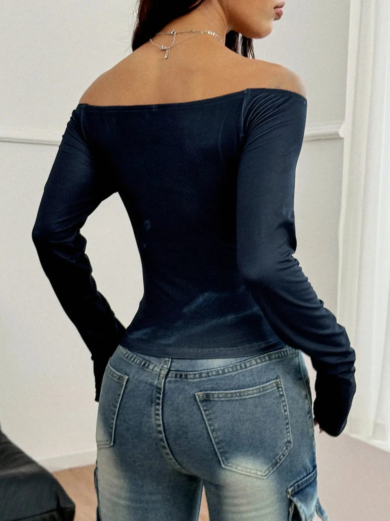 Gothic Angel Wing Off Shoulder Long Sleeve Top