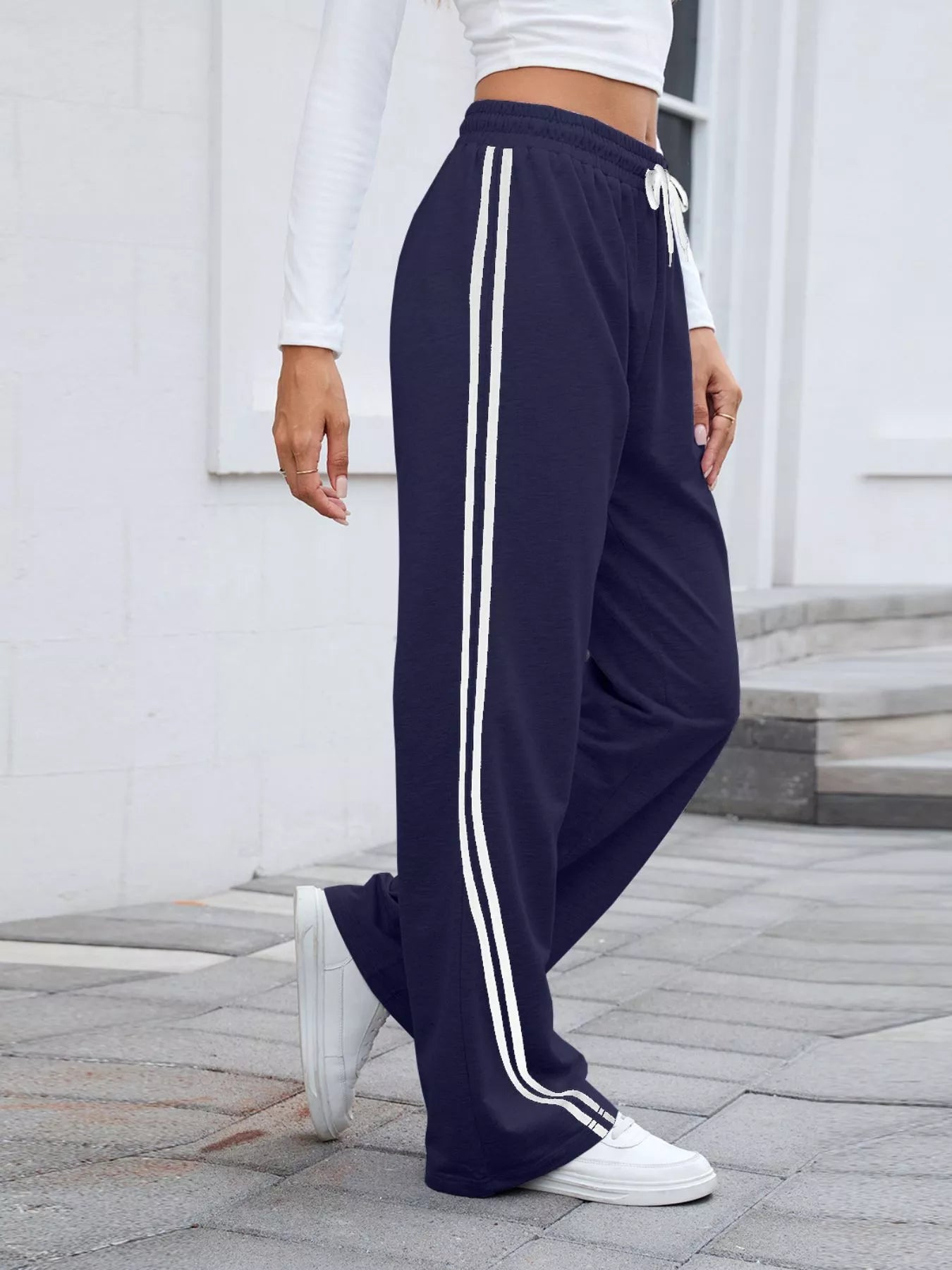 Side Striped Wide Leg Pants