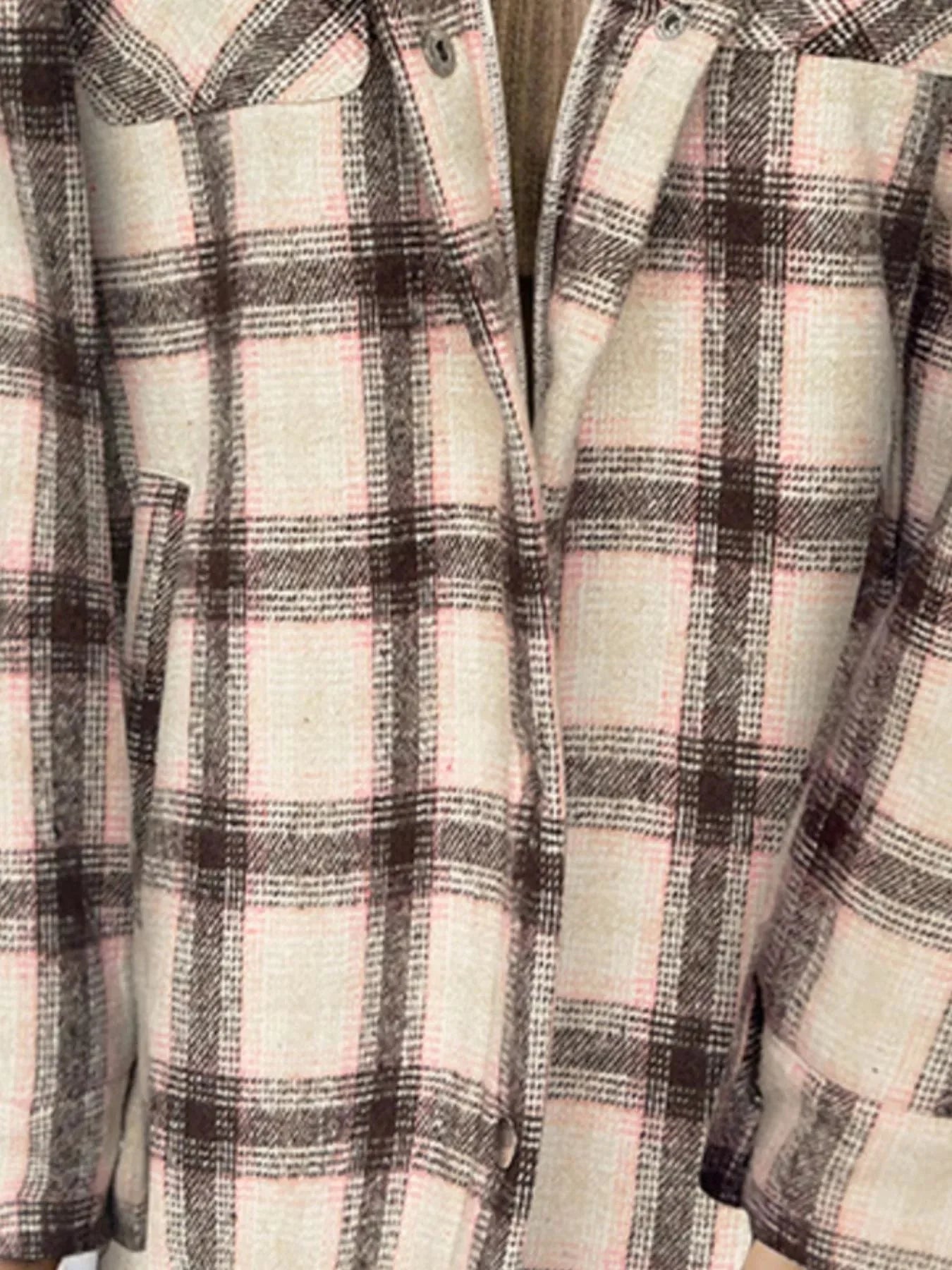 Oversized Plaid Long Sleeve Fleece Jacket