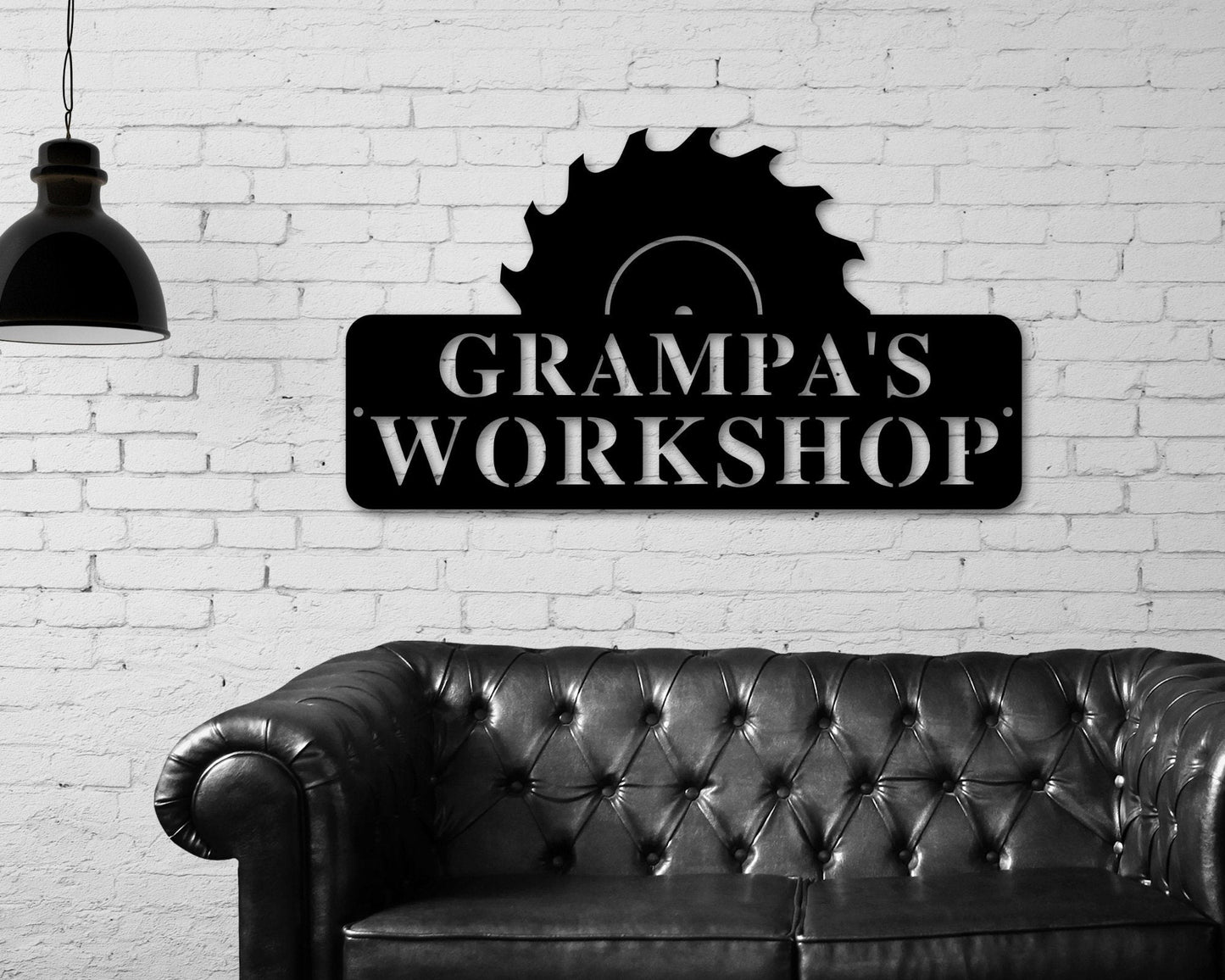 Black Friday, Cyber Monday Sale, Pop Pop's Workshop Sign In A Saw Blade, Crescent Wrench & Hammer Art, Gifts For Pop Pop, Woodworker Sign