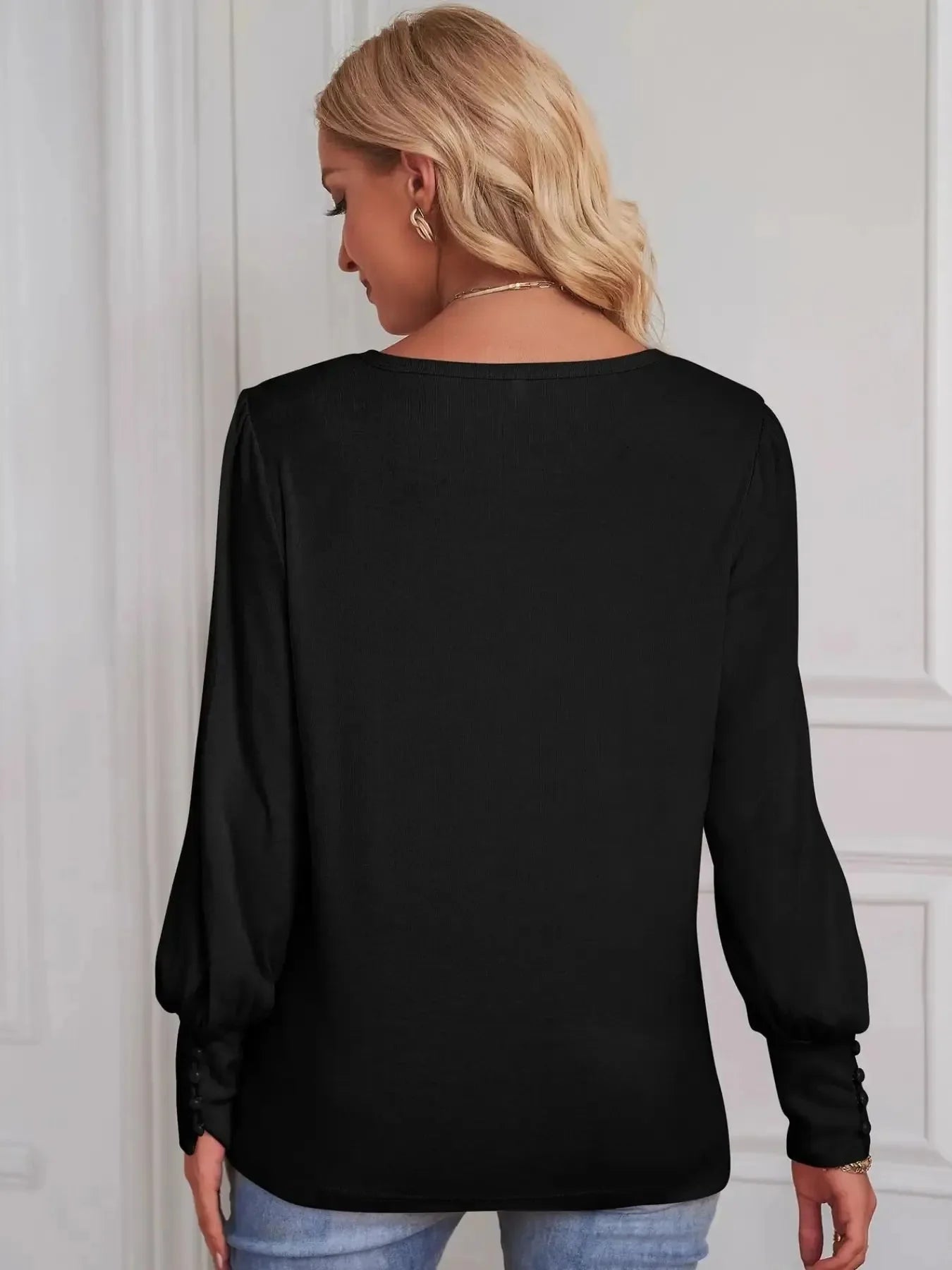 Long Sleeve Blouse with Elastic Cuffs