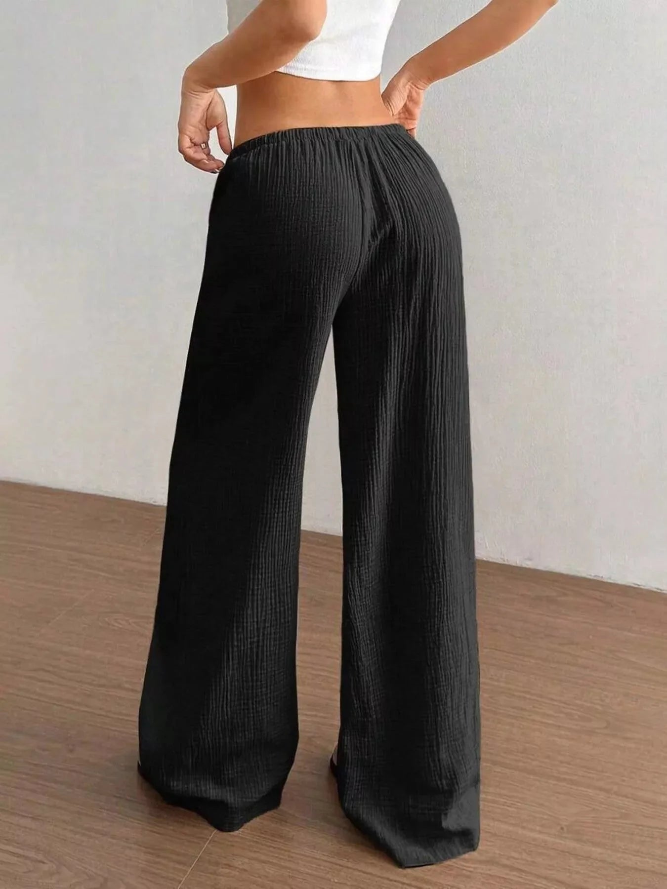 Plus Size Drawstring Wide Leg Pants
