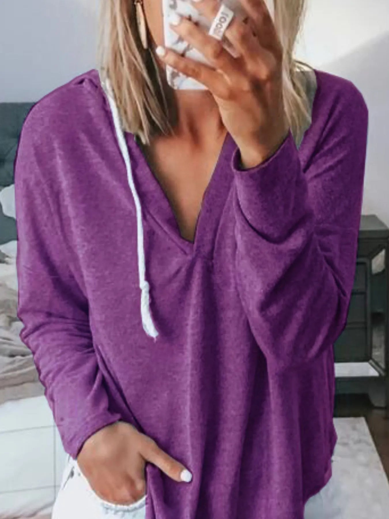 Plus Size Drawstring Long Sleeve Hoodie