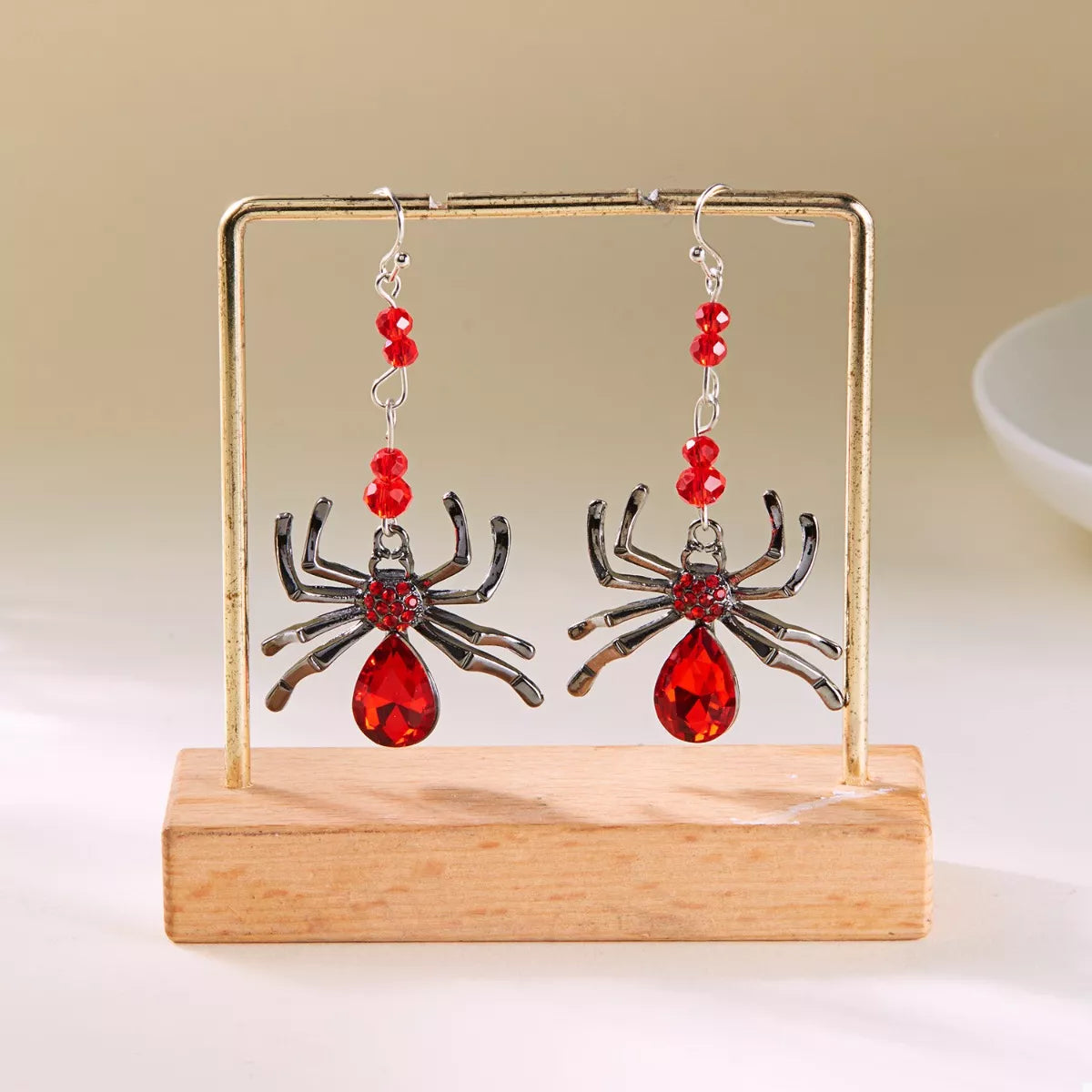 Crystal Spider Halloween Dangle Earrings