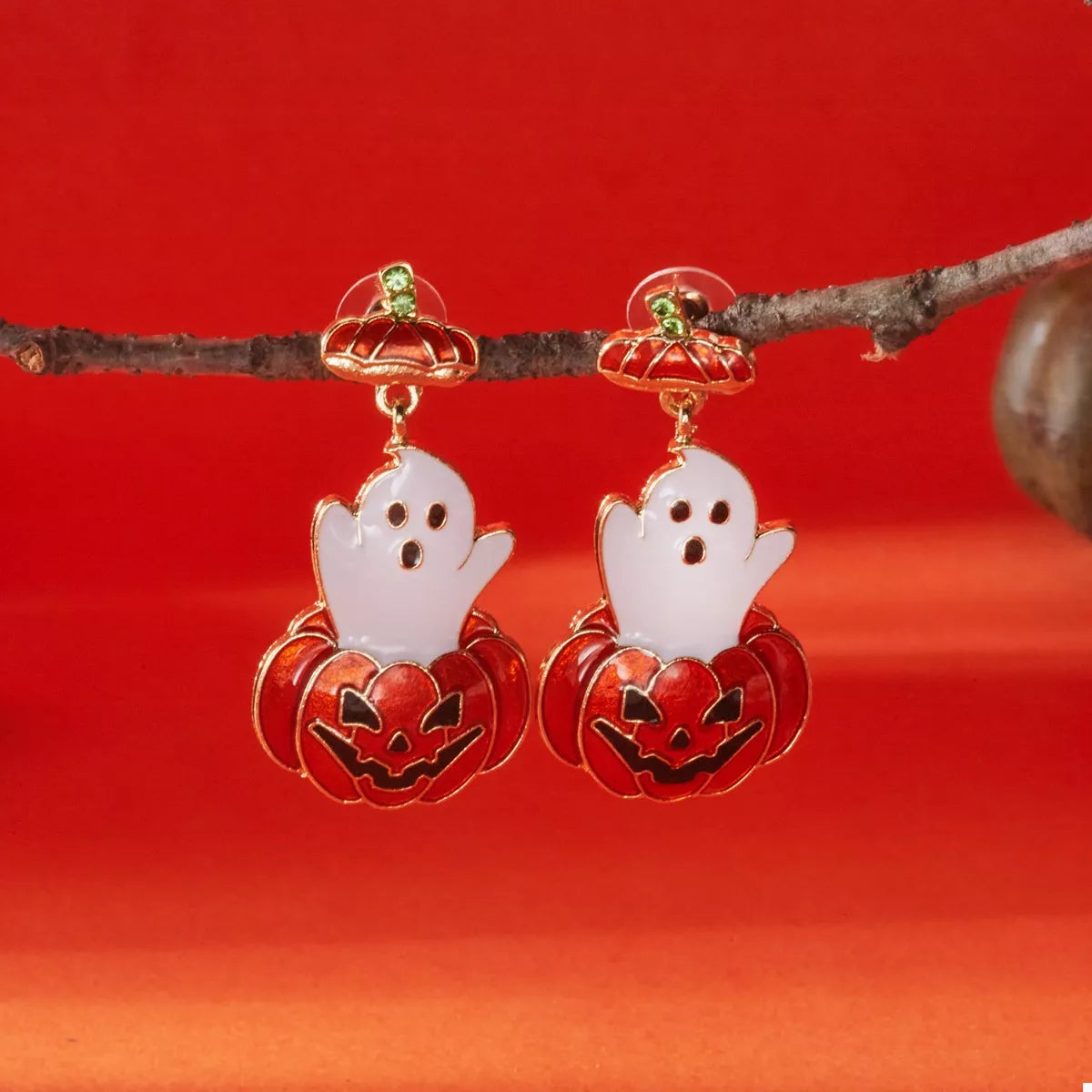Ghost Pumpkin Halloween Dangle Earrings