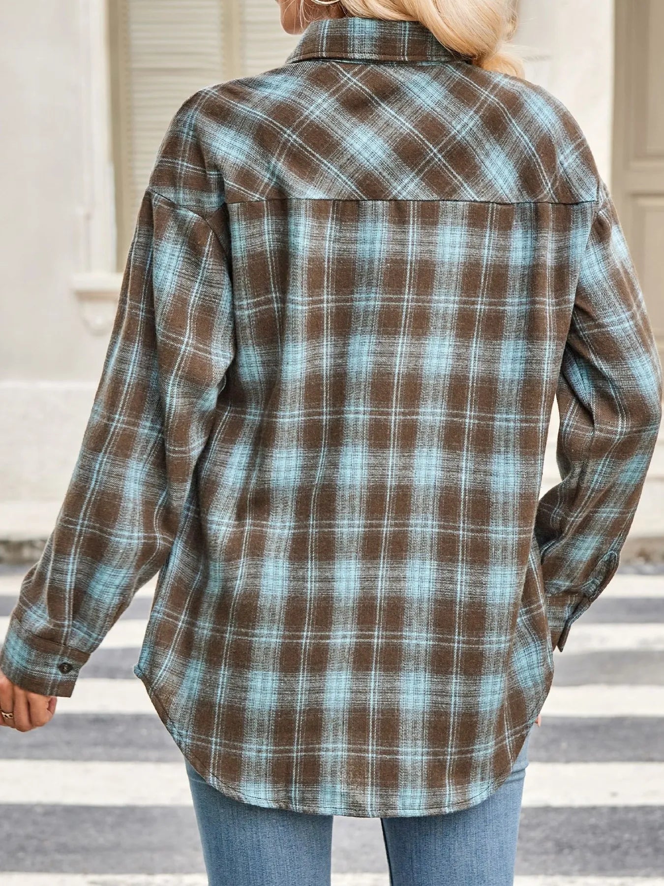 Oversized Plaid Button Up Long Sleeve Shirt