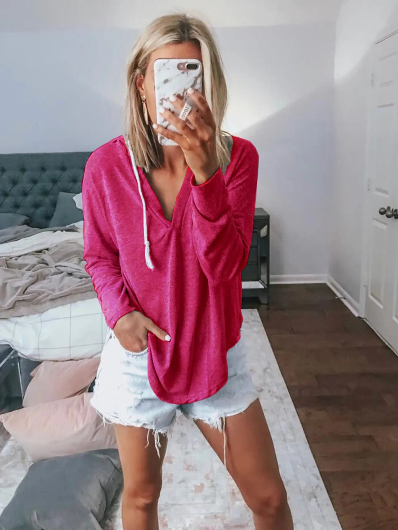 Plus Size Drawstring Long Sleeve Hoodie