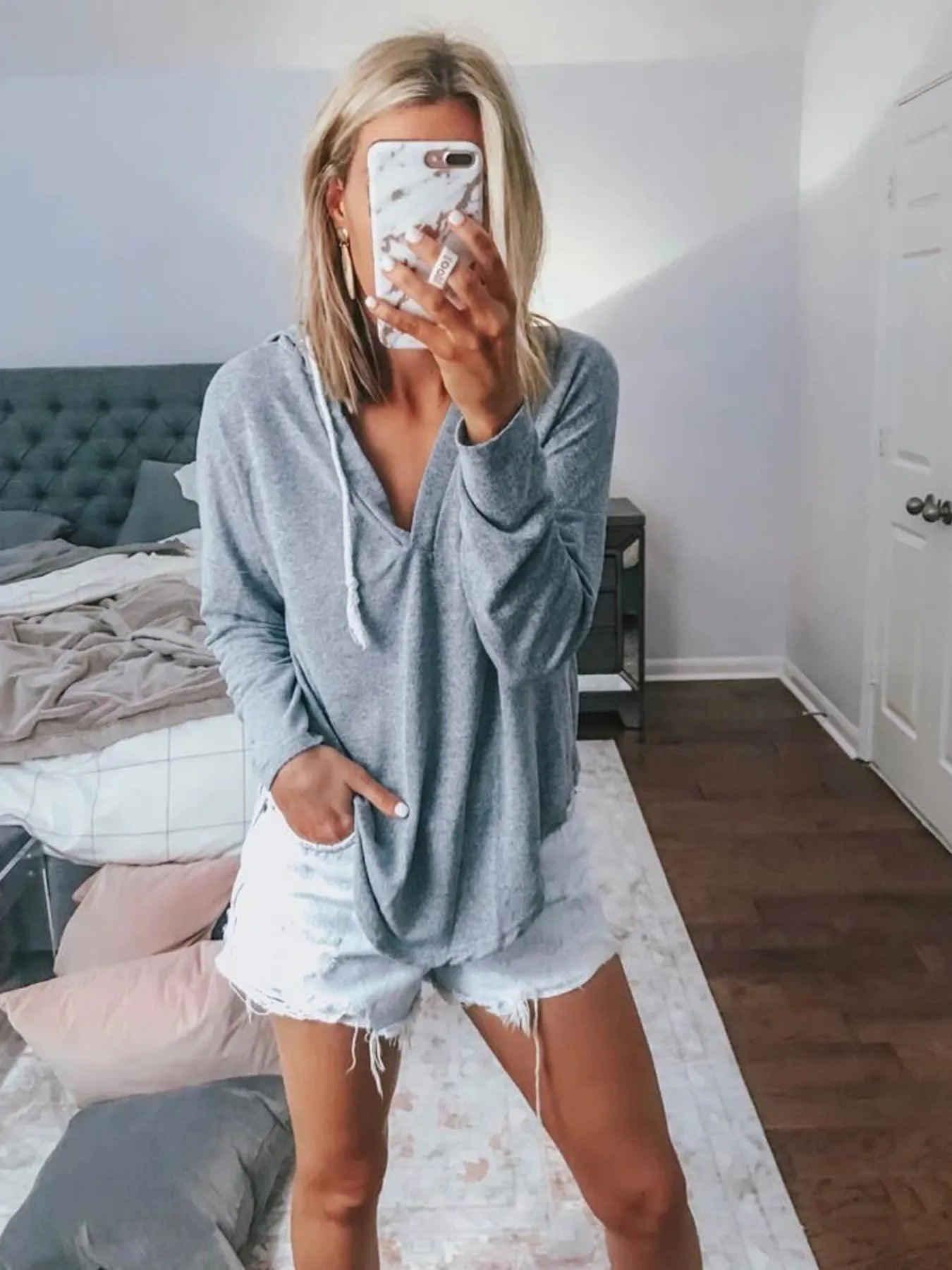 Plus Size Drawstring Long Sleeve Hoodie