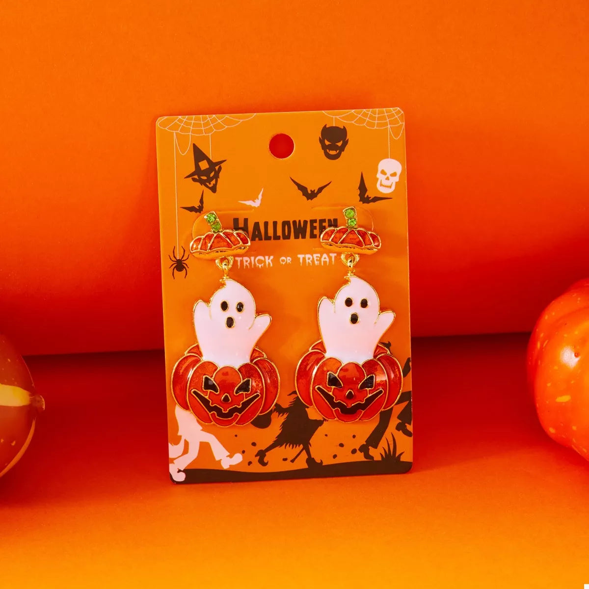 Ghost Pumpkin Halloween Dangle Earrings