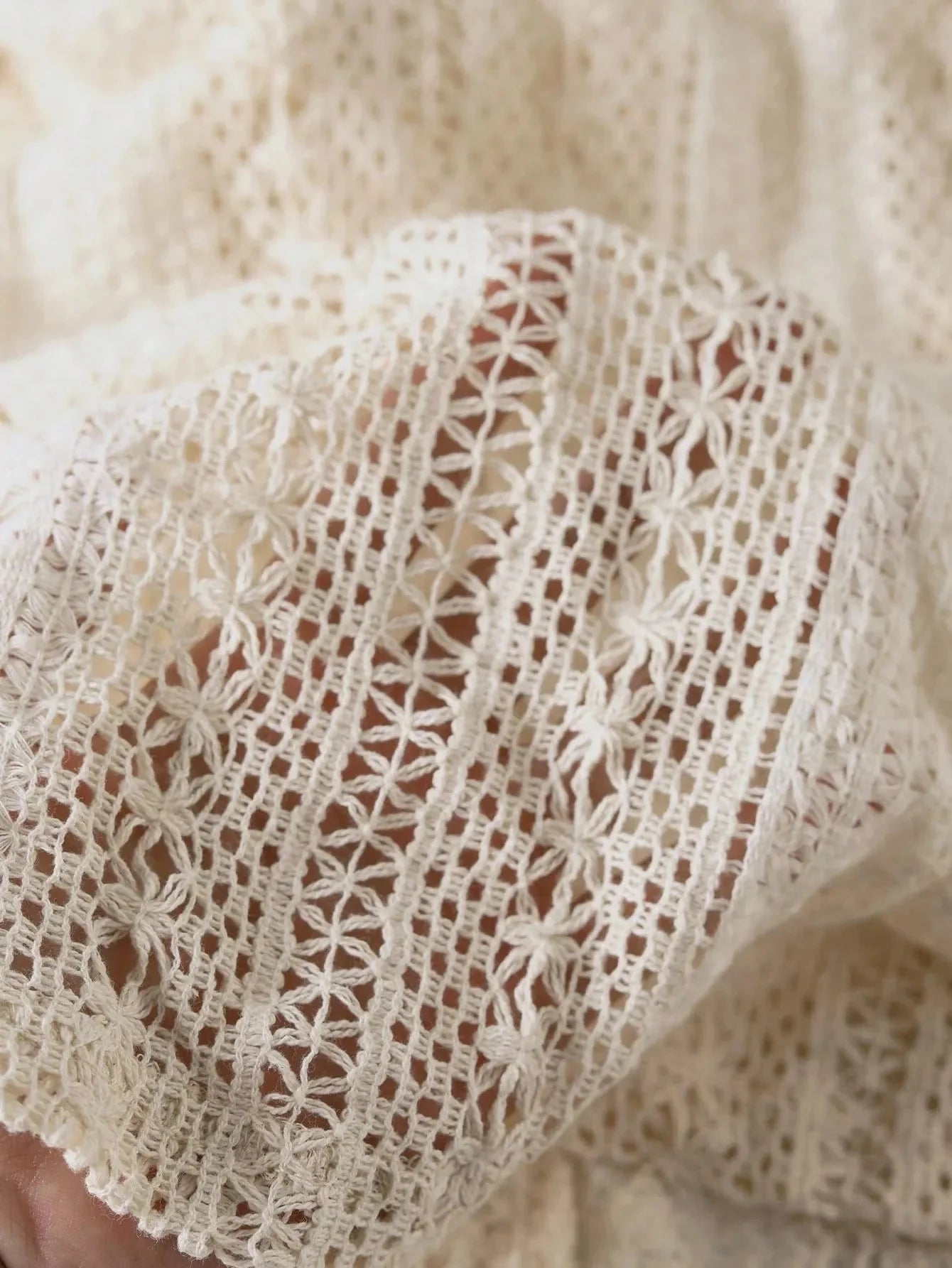 Crochet Notched Button Front Shirt