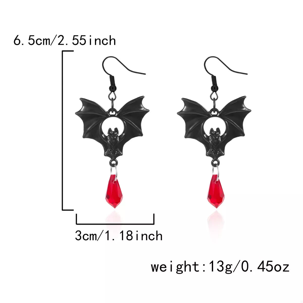 Gothic Bat Halloween Drop Earrings
