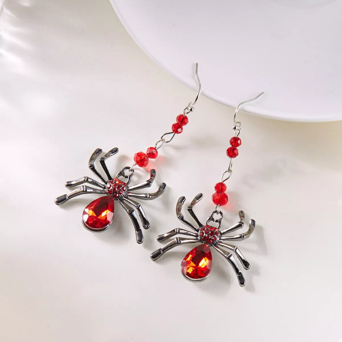 Crystal Spider Halloween Dangle Earrings