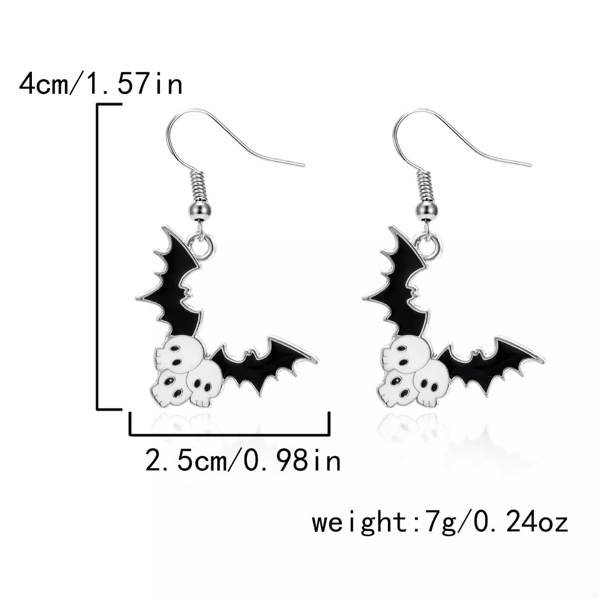 Bat and Skull Halloween Drop Earrings