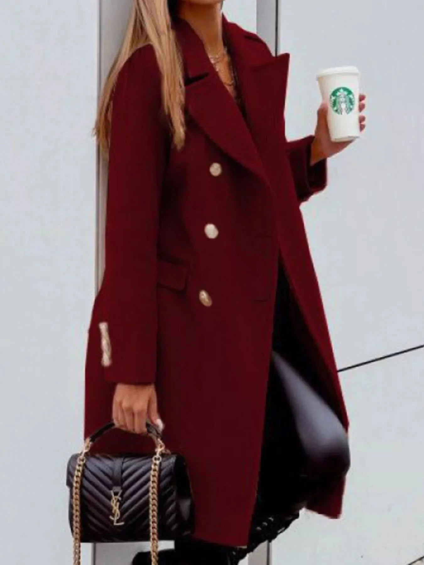 Double-Breasted Long Sleeve Coat