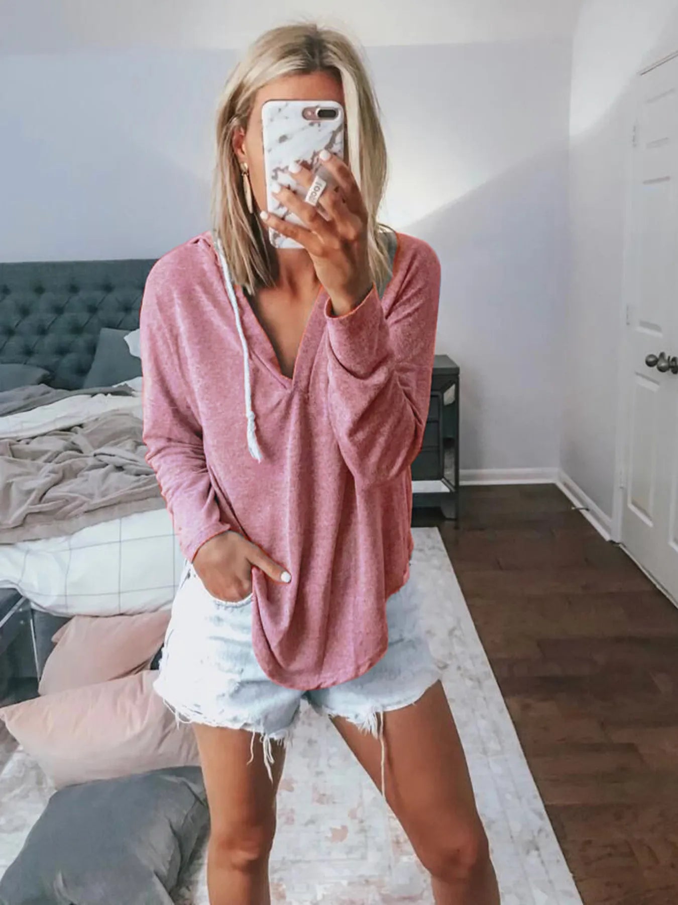 Plus Size Drawstring Long Sleeve Hoodie