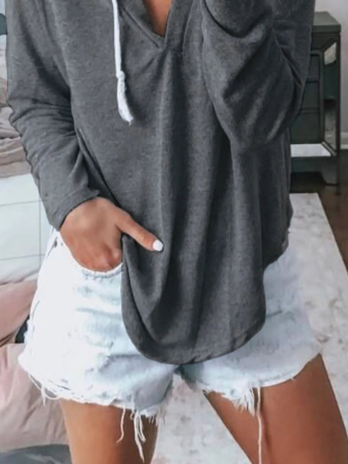 Plus Size Drawstring Long Sleeve Hoodie