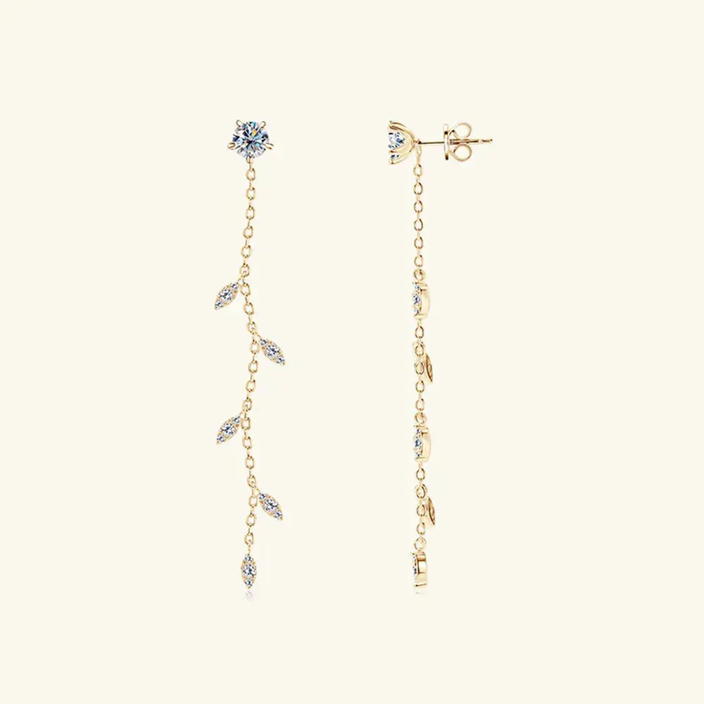 1.38 Carat Leaf Moissanite Drop Earrings in 925 Sterling Silver