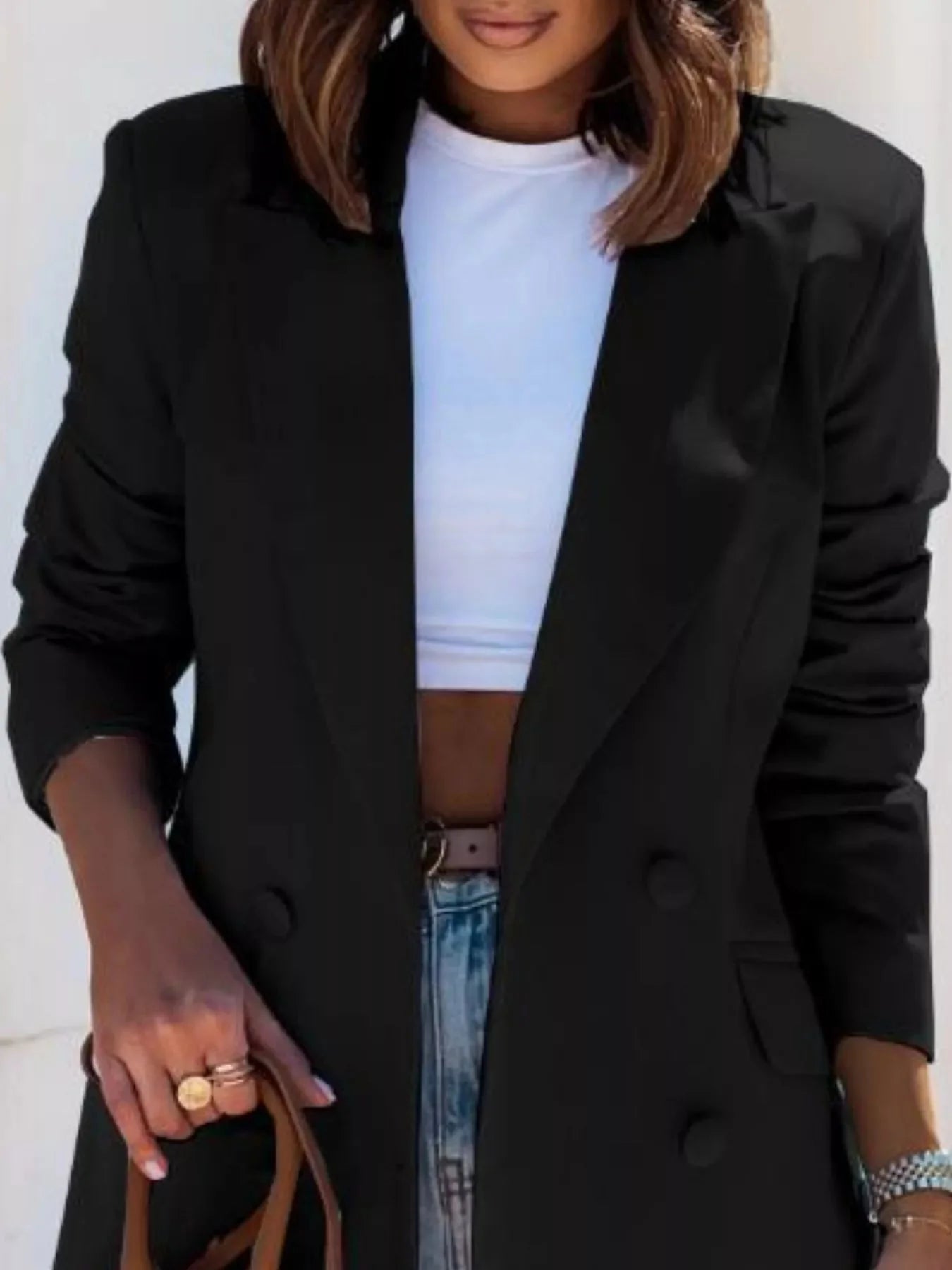 Double-Breasted Long Sleeve Blazer