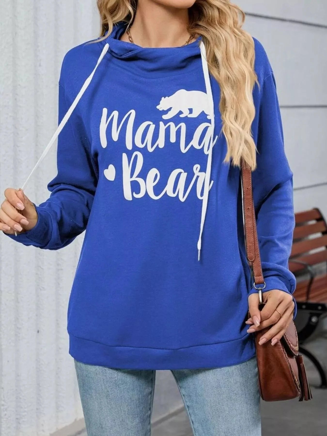 Mama Bear Drawstring Womens Long Sleeve Hoodie