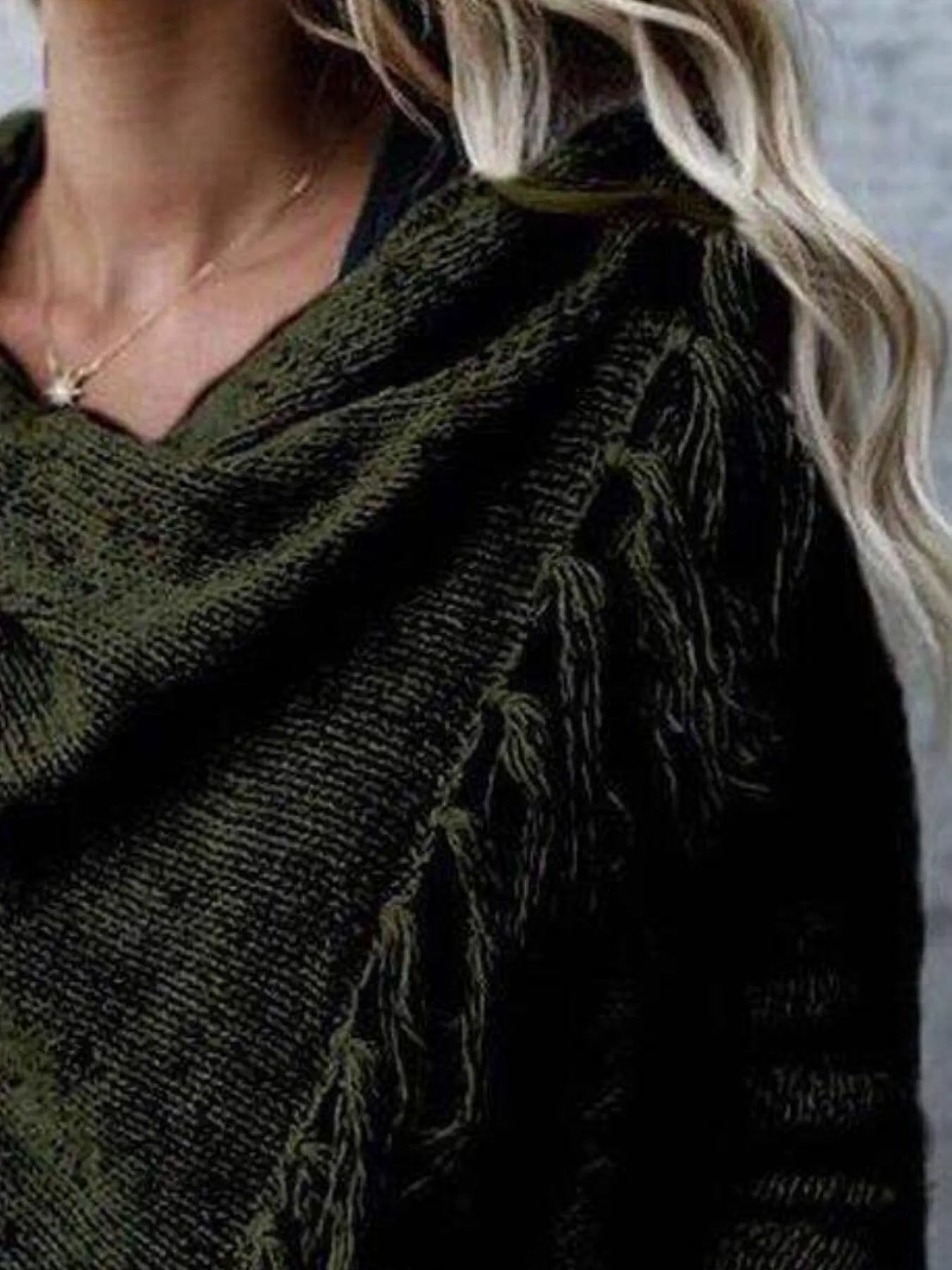 Fringe Long Sleeve Wrap Oversized Cardigan