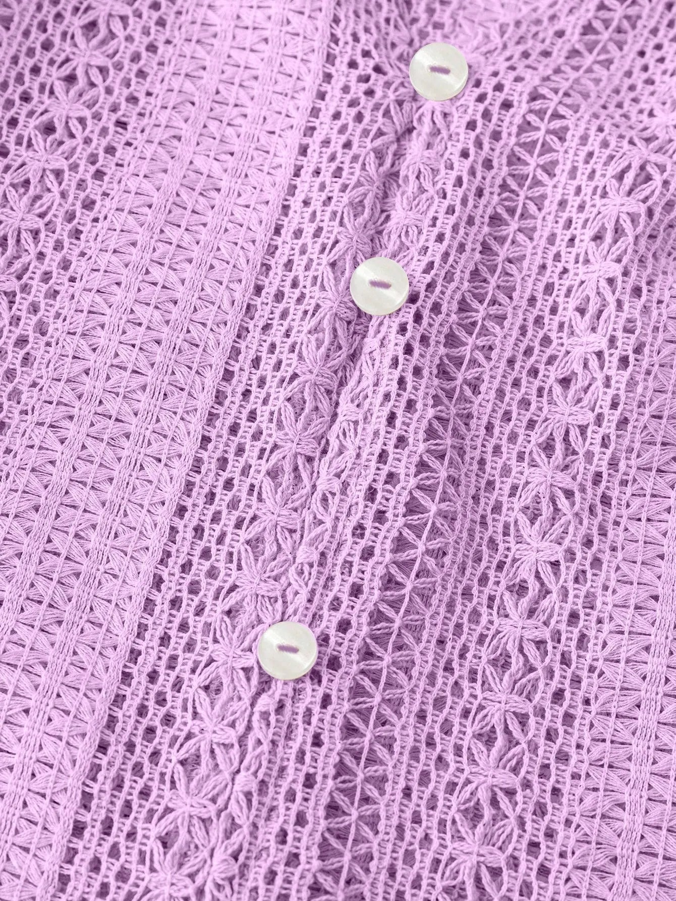 Crochet Notched Button Front Shirt