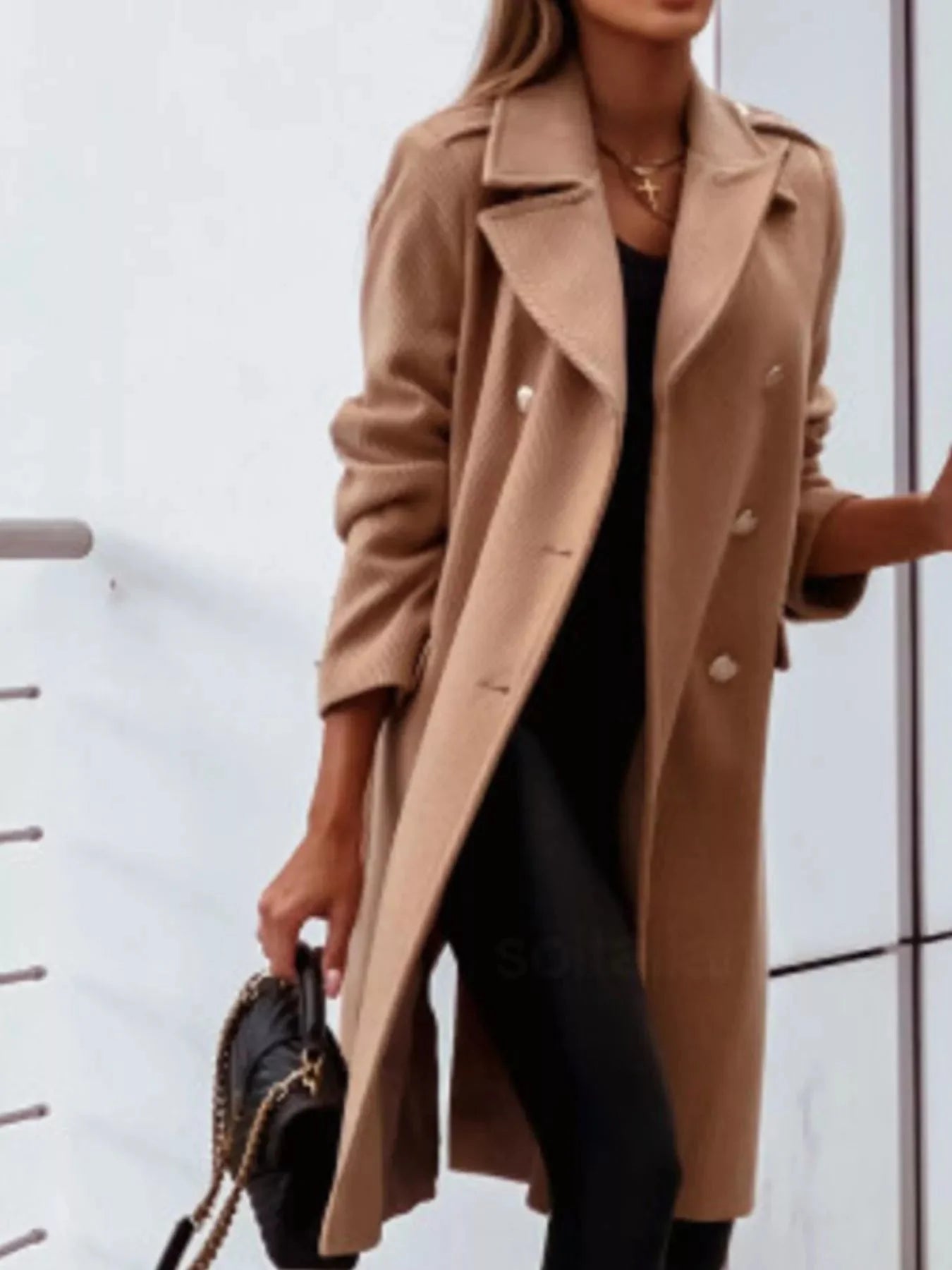 Double-Breasted Long Sleeve Coat