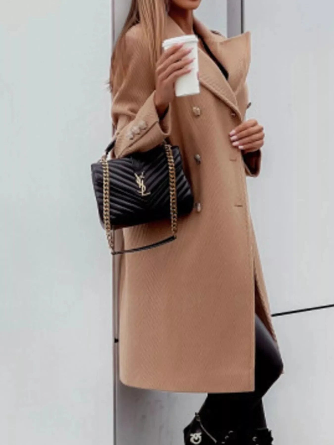 Double-Breasted Long Sleeve Coat