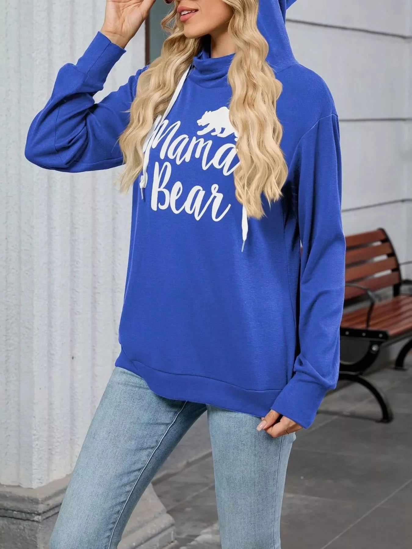 Mama Bear Drawstring Womens Long Sleeve Hoodie
