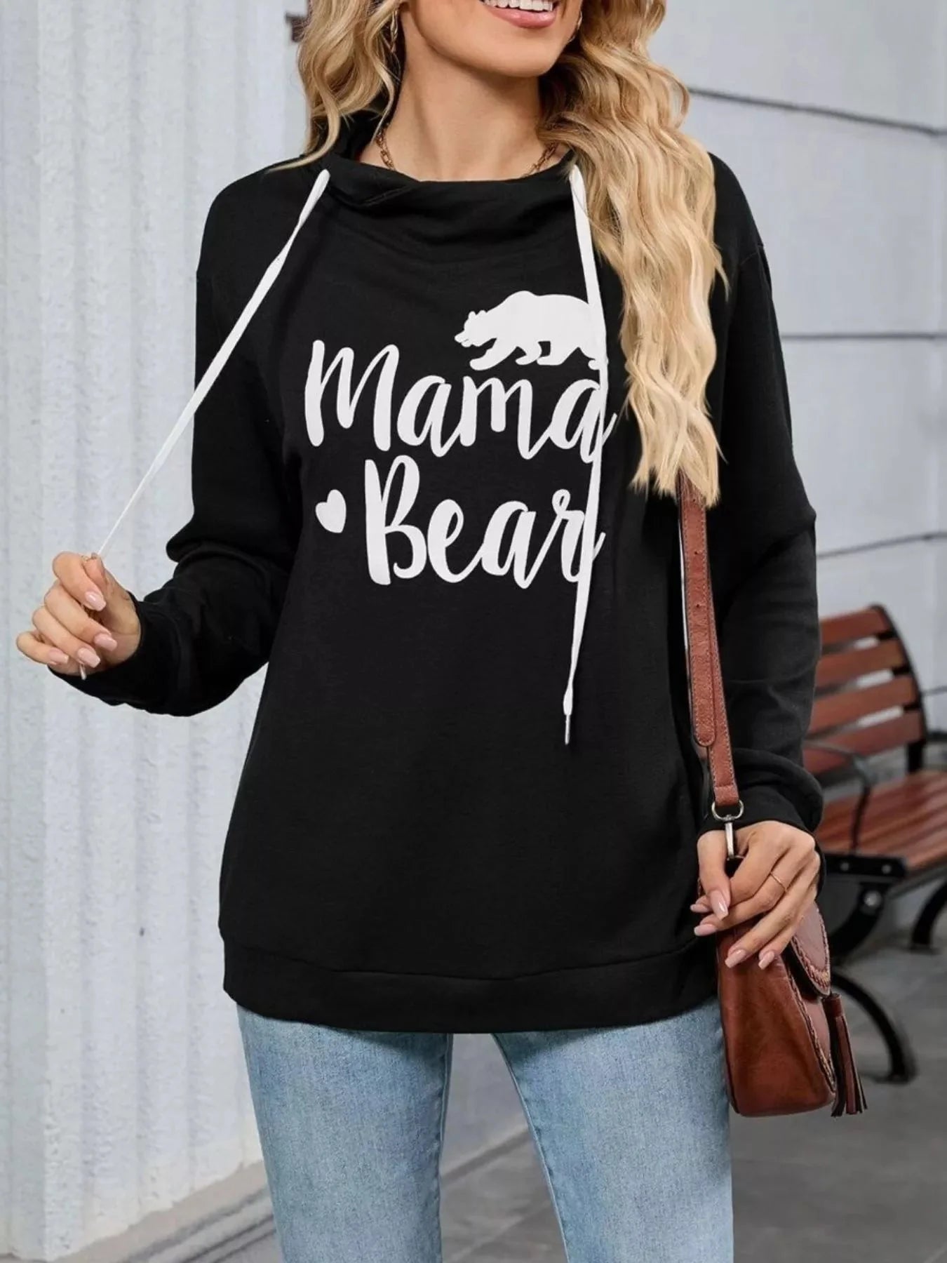 Mama Bear Drawstring Womens Long Sleeve Hoodie