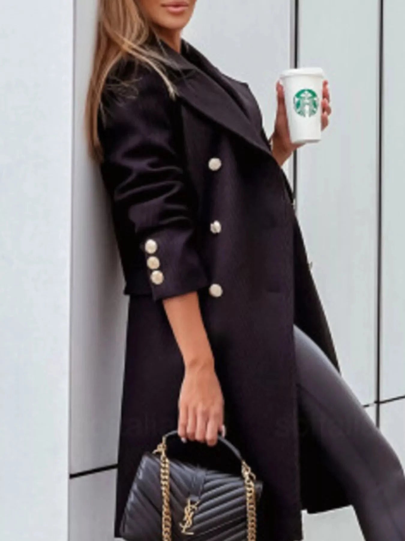 Double-Breasted Long Sleeve Coat