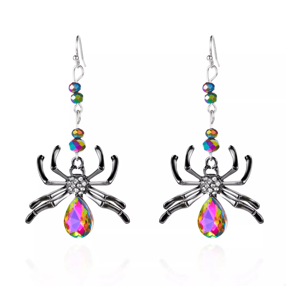 Crystal Spider Halloween Dangle Earrings