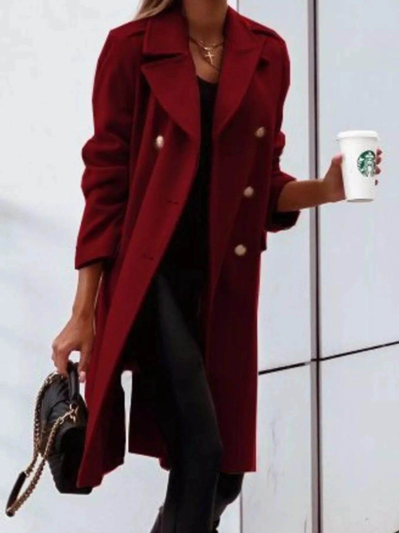 Double-Breasted Long Sleeve Coat