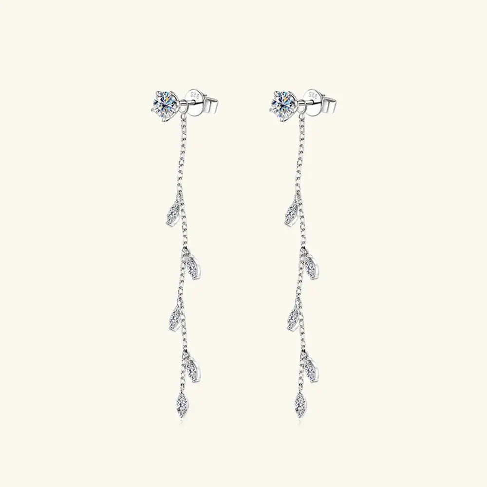1.38 Carat Leaf Moissanite Drop Earrings in 925 Sterling Silver