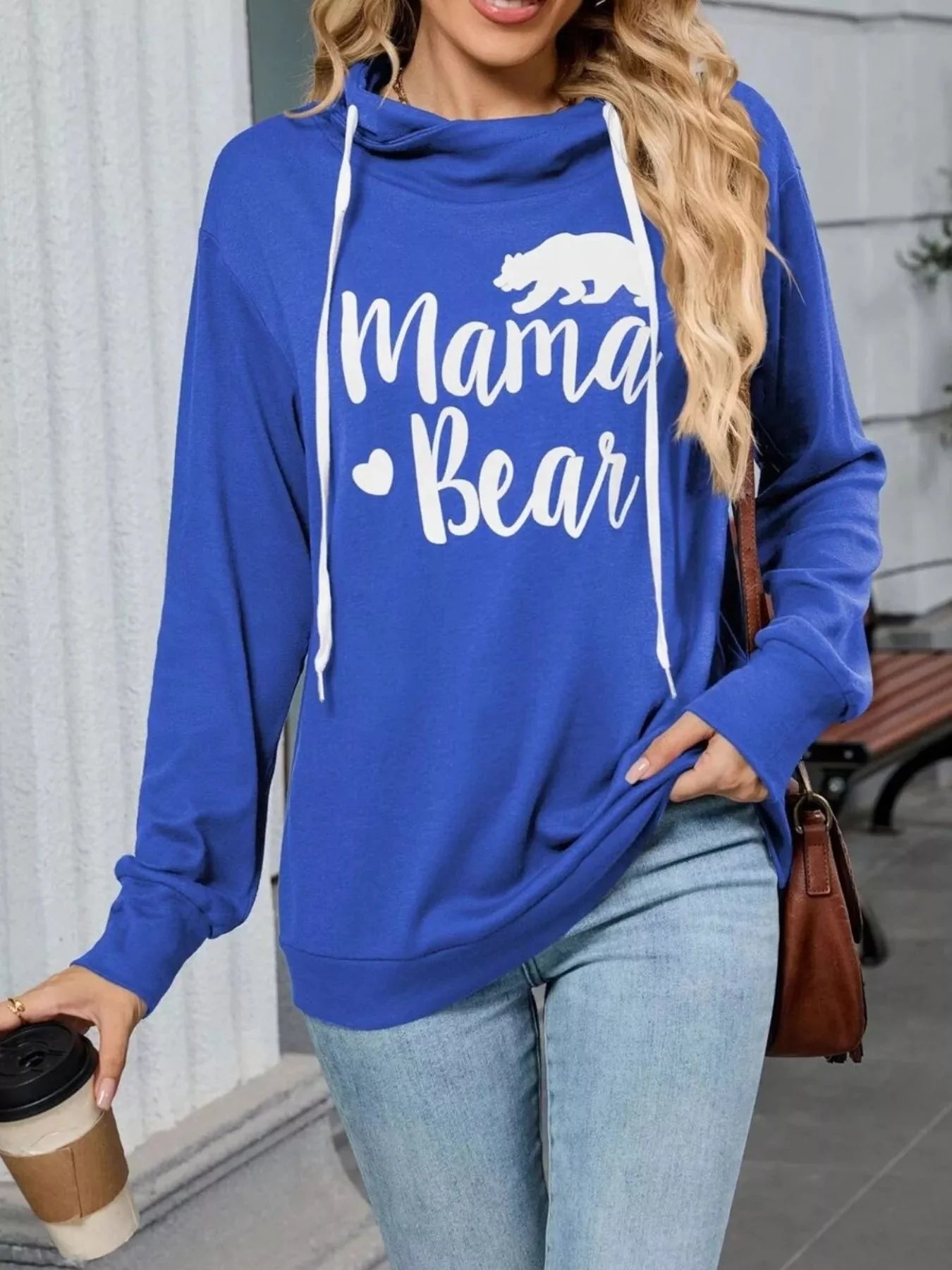Mama Bear Drawstring Womens Long Sleeve Hoodie