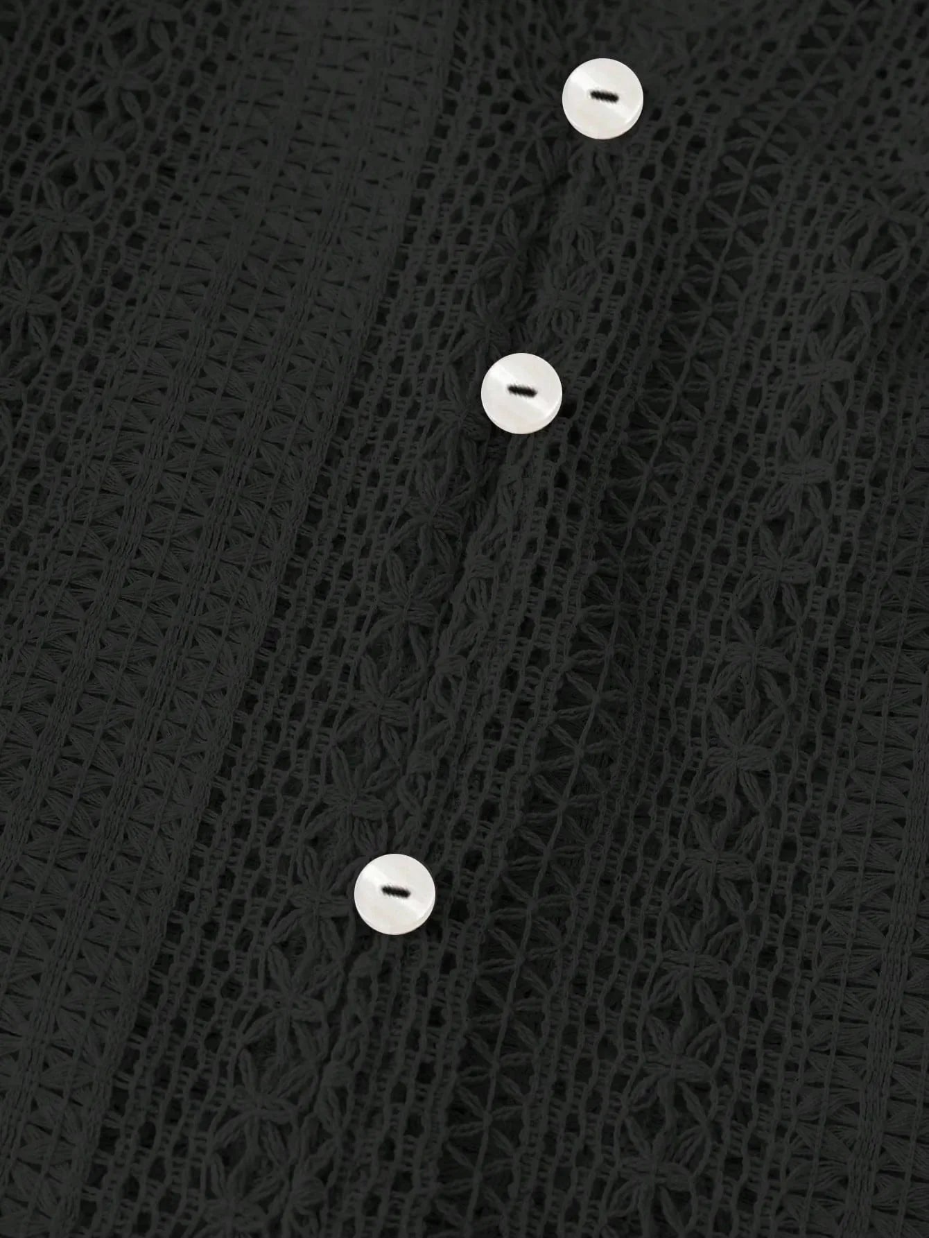 Crochet Notched Button Front Shirt