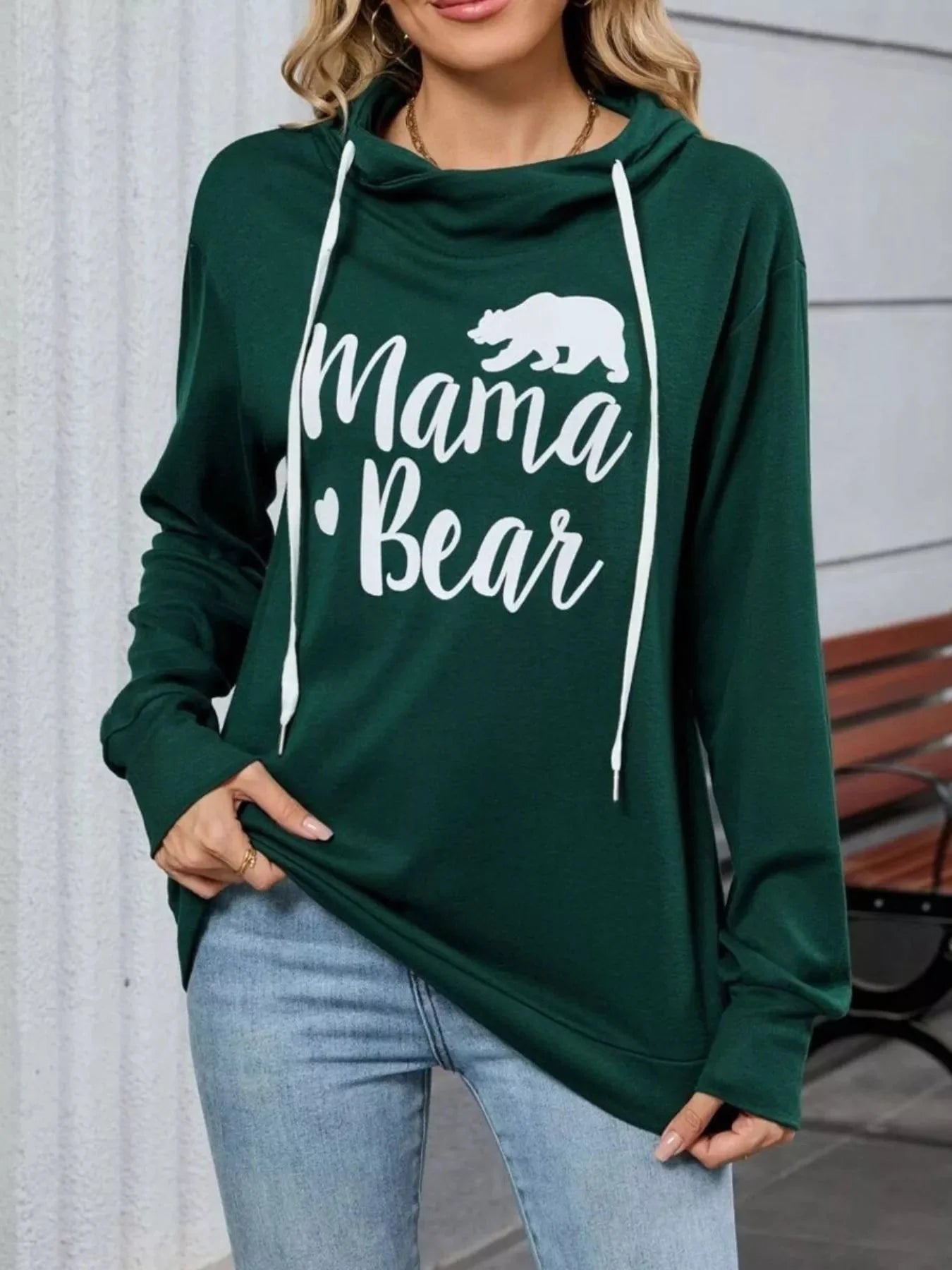 Mama Bear Drawstring Womens Long Sleeve Hoodie