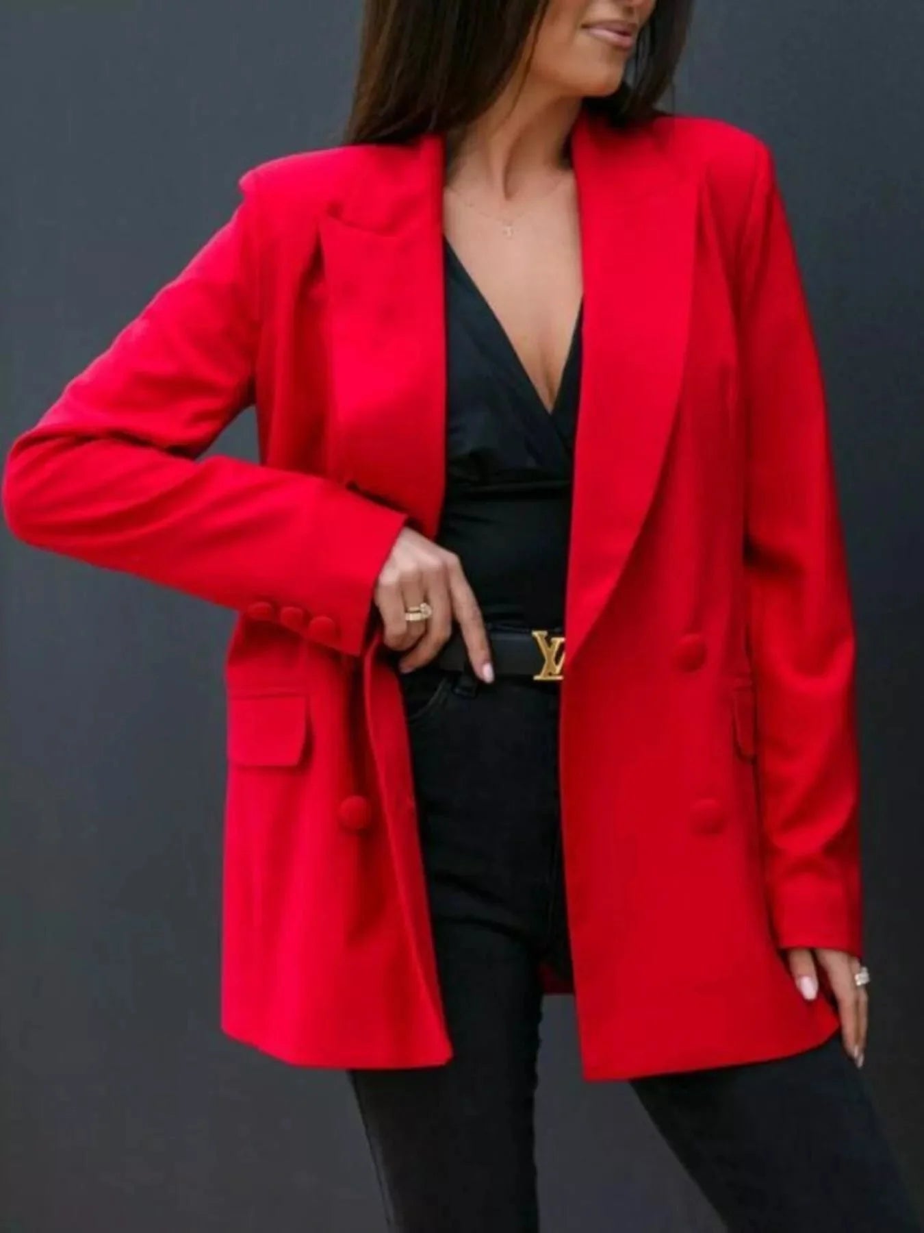 Double-Breasted Long Sleeve Blazer