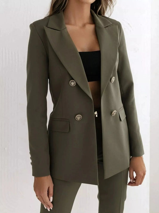 Double-Breasted Lapel Collar Blazer