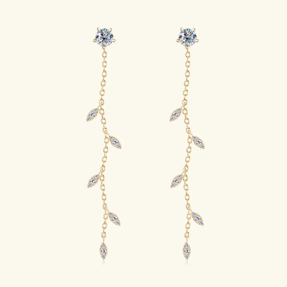 1.38 Carat Leaf Moissanite Drop Earrings in 925 Sterling Silver