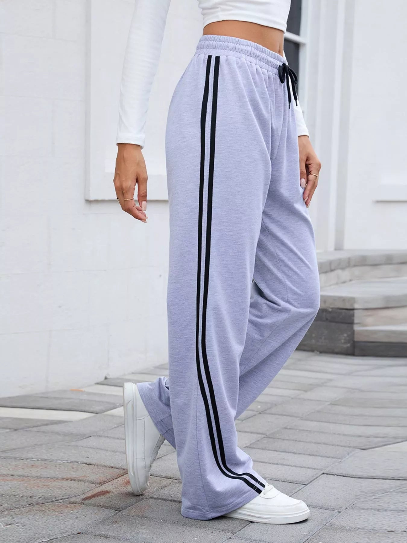 Side Striped Wide Leg Pants