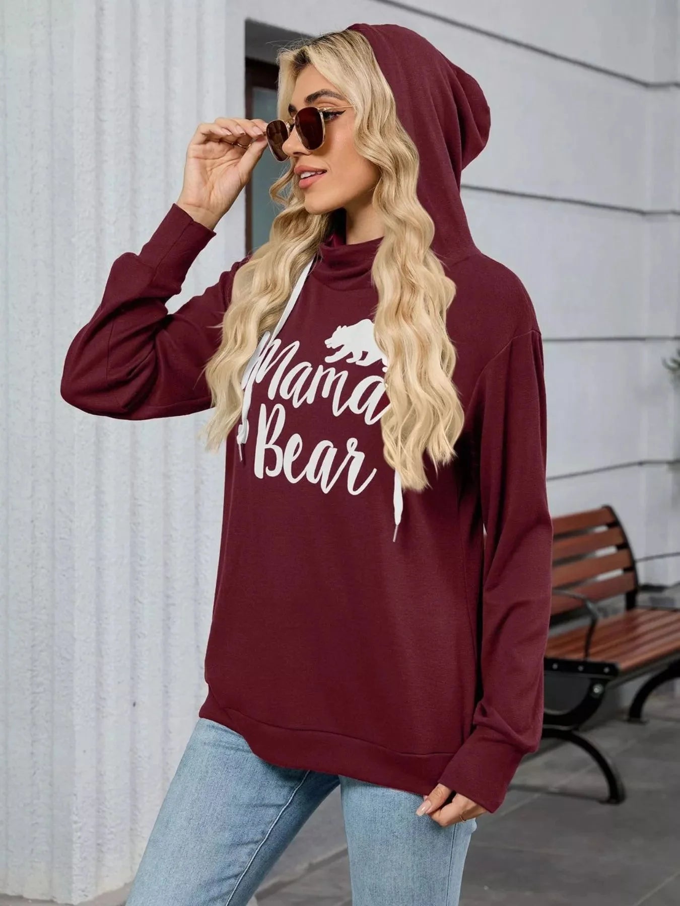 Mama Bear Drawstring Womens Long Sleeve Hoodie