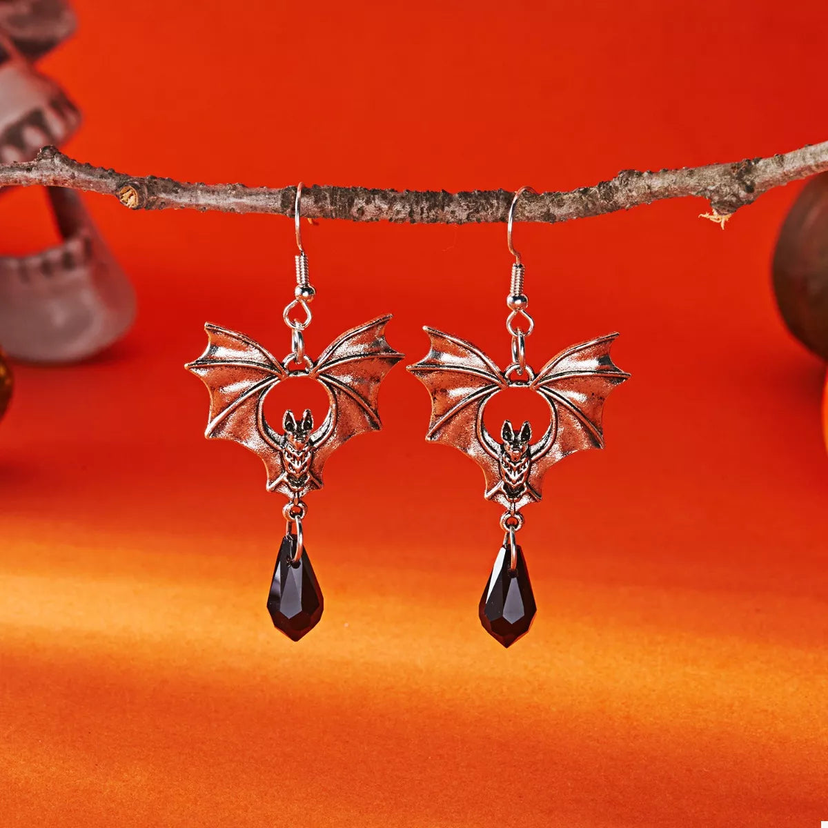 Gothic Bat Halloween Drop Earrings