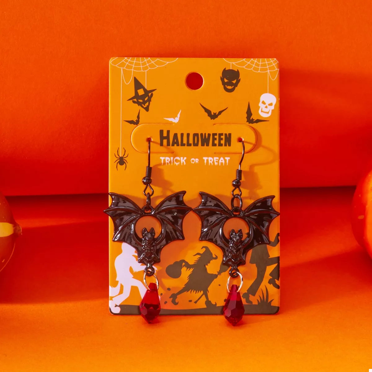 Gothic Bat Halloween Drop Earrings