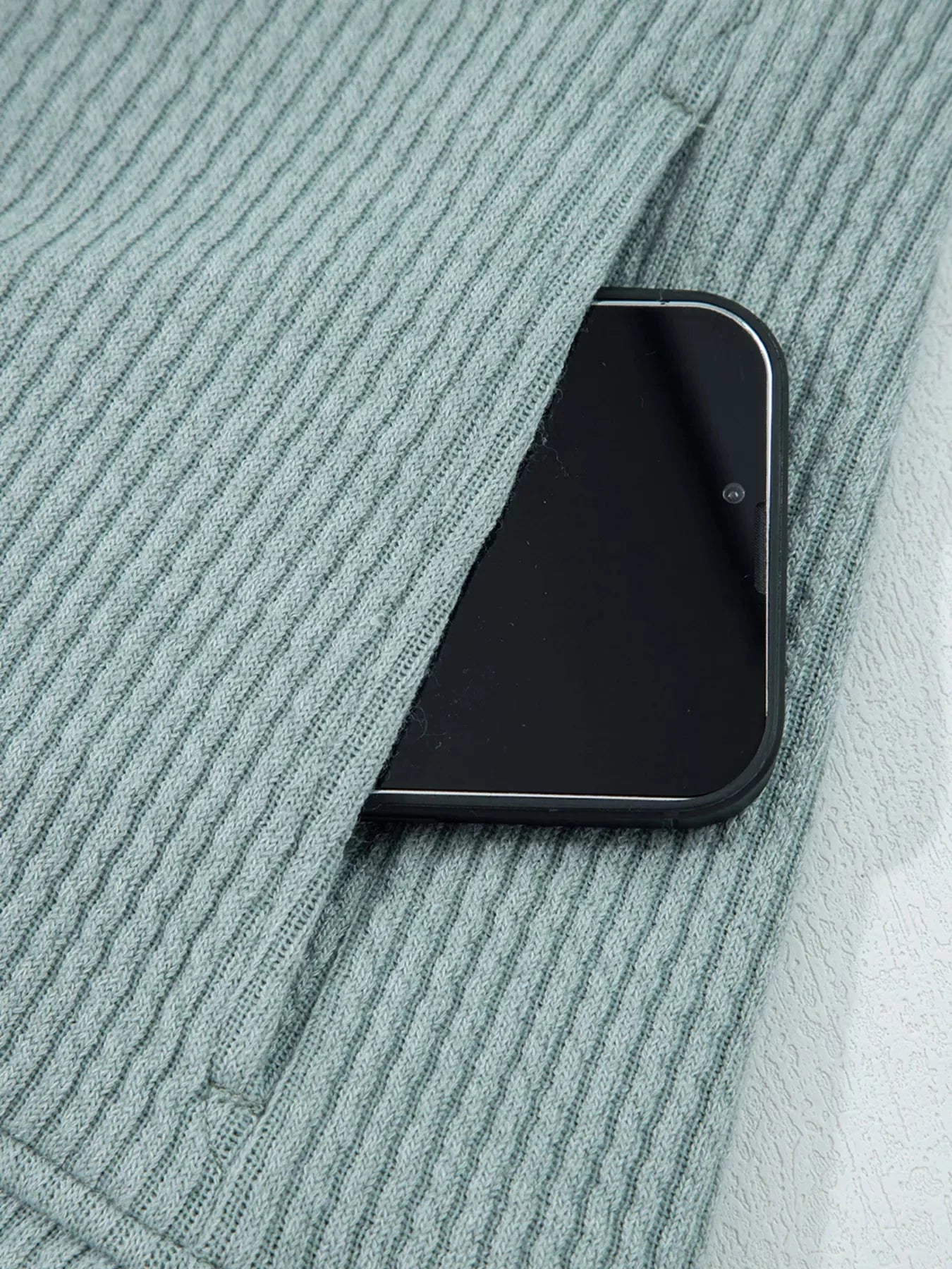 Ribbed Knit Drop Shoulder Hoodie